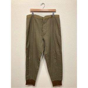Vintage Green Quilted Army Pants/liner